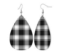 Buffalo Check Plaid White Black Print Orecchini Da Donna Leggera Pendenti Moda Orecchini Per Carnevale Feste