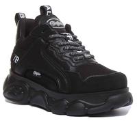 Buffalo Cld Chai Donna Lace Up Chunky Sole Vegan Trainer In Nero Taglia EU 36-42