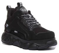 Buffalo Cld Chai Lace Up Chunky Sole Vegan Donna Trainer In Nero EU 36-42