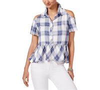 Buffalo David Bitton Camicia Donna Satyana Con Bottoni, Blu, Piccola