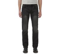 Buffalo David Bitton Men's Six Slim Straight Jean, Crinkled And Sanded Black, 36 30
