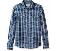 Buffalo David Bitton Uomo Indigo Plaid Sabera Button-up Camicia BM19937 Nuovo