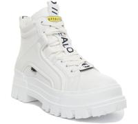 BUFFALO Donna Aspha Nc Mezzo Polpaccio per Vegani Stivali IN Bianco Colore UK 3