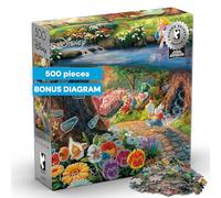 Buffalo Games - Disney Alice nel paese delle meraviglie 500 pezzi Jigsaw Puzzle, Thomas Kinkade Studios Artwork, Silver Select Edition