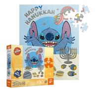 Buffalo Games Disney Hanukkah Stitch - Puzzle glitterato da 100 pezzi | Accenti glitterati, arte con licenza ufficiale, pezzi XXL facili per mani piccole, dimensioni finite 38,1 x 48,3 cm, regalo