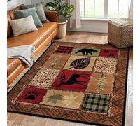 Buffalo Lodge Orso Alce Cervo Tappeto Tappeti Da Salotto Rustici Della Fauna Selvatica Della Baita Bambini Ragazzi Ragazze Adolescenti Tappeto Per Camera Da Letto Area Rug (Colour 4,160x200 cm)