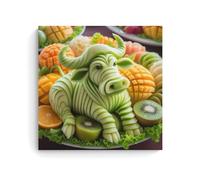 Buffalo Made with Various Fruits Living Room Wall Art 30 x 30 cm