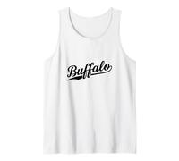 Buffalo New York Cool Retro Script Anni '70 Testo Bianco Vintage Canotta