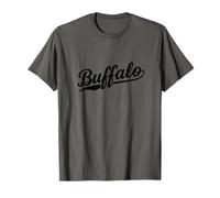 Buffalo New York Cool Retro Script Anni '70 Testo Bianco Vintage Maglietta