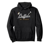 Buffalo NY Born Tee Script Lettering Floral Touch Donna Felpa con Cappuccio
