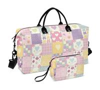 Buffalo Pastello Patchwork Decorativo Pernottamento Weekender Borse Palestra Sport Duffel Borse con Cinghia Regolabile per Yoga 2 Pz Set bolso para Mujer