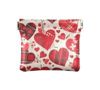 Buffalo Plaid Anime San Valentino Rosso Donne Uomini Portamonete in Pelle Comodo Mini Portamonete Portamonete per Donne Signore, Buffalo plaid Anime San Valentino Cartone animato rosso, 1 size, Stampa