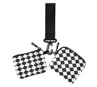 Buffalo Plaid Bianco Nero Doppio Portamonete Porta Carte di Credito Portafoglio Mini Fashion Identity Card Protector con Cinturino da Polso per Lavoro 2 Pz billetera de mujer para tarjetas, Buffalo