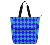 Buffalo Plaid Blu Ciano Libri Tote Borsa per Libri per Bambini Adulti, Gotico Impermeabile Insegnante Tote Bag Borsa a Tracolla con Cerniera per Scuola e Tempo di Gioco Arcobaleno Forniture