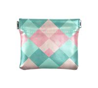 Buffalo Plaid Blu Rosa Piccolo Portamonete in Pelle Comodo Mini Portamonete Portamonete da Donna Viaggio, Plaid Buffalo a quadri blu rosa, 1 size, Stampa artistica