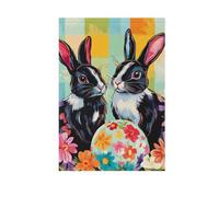 Buffalo Plaid Bunny Conigli Buona Pasqua all'aperto cortile bandiere banner per esterno per la decorazione del patio 28x40 doppio lato
