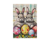 Buffalo Plaid Bunny Conigli Happy Easter Egg Garden Bandiere banner per la decorazione del portico 28x40 su entrambi i lati