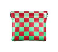 Buffalo Plaid Check Bianco Rosso Verde Gradiente Donne Uomini Portamonete in Pelle Portatile Mini Porta Carte Portafoglio per le Donne Viaggi, Buffalo Plaid Check Bianco Rosso Verde Gradiente, 1