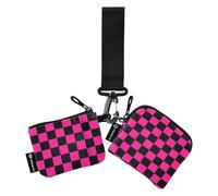 Buffalo Plaid Check Black Peach Dual Coin Purse Credit Card Holder Wallet Mini Fashion Card Money Holder con portachiavi per uso quotidiano 2 confezioni tarjetas de crédito para
