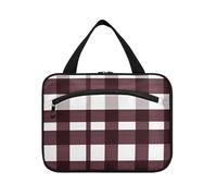 Buffalo Plaid Check Borgogna Appeso da Viaggio Toiletry con gancio, Borsa impermeabile per la cura della pelle di design per gli elementi essenziali da viaggio Palestra cartera para maquillaje L