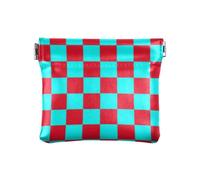 Buffalo Plaid Check Ciano Rosso Moda PU Pelle Cambiamento Borsa Fantasia con Chiusura per Uomo Donna Viaggio guarda monedas para carro