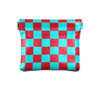 Buffalo Plaid Check Ciano Rosso PU Pelle Piccola Moneta Unica Mini Makeup Bag per Donne Ragazzi Ragazze