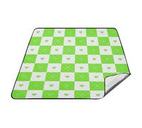 Buffalo Plaid Check Cuore Verde Impermeabile Picnic Cestino Impermeabile Picnic Tappetino Pieghevole per Outdoorsy Donne Coppie Regalo tapete de praia