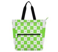 Buffalo Plaid Check Cuore Verde Libro Libro per Bambini Studenti Adulti, Gotico Grande Borsa Riutilizzabile Grocery Beach Bag con Cerniera per Scuola Lavoro Viaggi Arcobaleno Forniture scolastiche