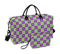 Buffalo Plaid Check Cuore Verde Viola Decorativo Pernottamento Bag Sport Palestra Borsa con Toiletry Bag per Sport Pieghevole bolso para en Avion