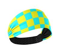 Buffalo Plaid Check Giallo Ciano Raffreddamento donne fasce elastiche per il sudore per Ciclismo Calcio Allenamenti accessori para el cabello de mujeres