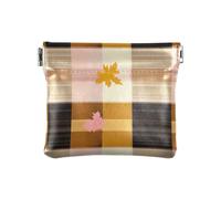 Buffalo Plaid Check Giallo Oro Rosa Foglie Donne PU Pelle Portamonete Impermeabile Mini Porta Carte Portafoglio per le Donne Viaggio, Buffalo Plaid Check Giallo Foglie Oro Rosa, 1 size, Stampa