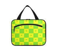 Buffalo Plaid Check Giallo Verde Cuore Appeso Appeso Viaggio Toiletry con gancio, Designer Lavabile Make up Borse per Crociera Viaggio Viaggio bolsos para Hombre L