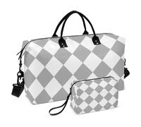 Buffalo Plaid Check Grigio Bianco Decorativo Grande Viaggio Duffel Bagaglio Palestra Duffel Bag con Cinghia Regolabile per Viaggio 2 Pz Set Bolsa de para Mujer