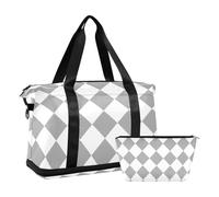 Buffalo Plaid Check Grigio Bianco Duffel Bag Grande Carry On Airport Bag con Borsa da toilette per lo sport Grande Capacità, Buffalo Plaid check grigio bianco, 1 size