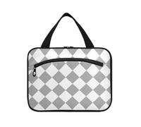 Buffalo Plaid Check Grigio Bianco Hanging Makeup Bag Viaggio con gancio, Designer Multifunzionale caso per articoli da toeletta per le donne Must Trip bolso de Mano para Hombre L