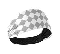 Buffalo Plaid Check Grigio Bianco Umidità Wicking Fasce per le donne alla moda Elastico testa fasce per il sudore per le donne per Calcio Pallavolo Running bandas para la cabeza