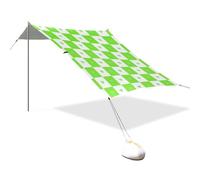 Buffalo Plaid Check Heart Green Progettato UPF50+ Baldacchino da spiaggia pieghevole impermeabile con pali robusti, sacchi di sabbia e pala per campeggio, pesca, cortile divertente carpas para el sol