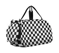 Buffalo Plaid Check Nero Bianco Duffel Borse da Palestra con Scomparto Scarpe Multifunzionale Borsa Da Pernottamento per Scuola Pratica, Sport, Viaggi bolsos de para hombre, Buffalo Plaid Check Nero