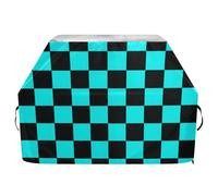 Buffalo Plaid Check Nero Ciano Esterno Grande Copertura per Grill 165 Pollici Impermeabile Resistente Barbecue Copertura con Coulisse Regolabile per Polvere Vento