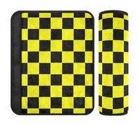 Buffalo Plaid Check Nero Giallo 2 Pack Imbottito Cintura di Sicurezza Copertura Rilascio Stress al Collo e Spalle per la maggior parte delle auto Protector para cinturón de carro