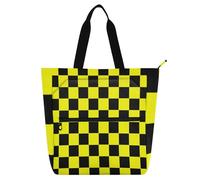 Buffalo Plaid Check Nero Giallo Book Bag Art Tote Bag per Bambini Ragazzi Ragazze Gotico Resistente All'Acqua Libro Borsa Riutilizzabile Borsa per la Scuola e il Tempo di Gioco Scuola Arcobaleno