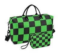 Buffalo Plaid Check Nero Lime Verde Decorativo Carry On Weekend Bag Sport Duffel Borse con Cinghia Regolabile per Yoga 2 Pz Set bolsas de para Mujer en Avion