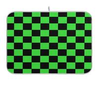 Buffalo Plaid Check Nero Lime Verde Lime Stuoia di asciugatura dei piatti stuoie per il bancone della cucina asciutto opaco resistente al calore tappetino da banco stuoia per asciugare i piatti grandi