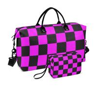 Buffalo Plaid Check Nero Magenta Decorativo Pernottamento Carry On Tote e Bagagli Sport Duffel Borse con Toiletry Bag per Sport 2 Pcs Set bolso de Mano para viajar en Avion
