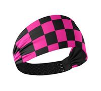 Buffalo Plaid Check Nero Rosa Scuro Traspirante Fascia per capelli Elastici per capelli da donna per trucco Running Football diademi para el pelo de mujer