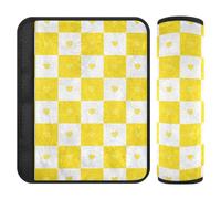 Buffalo Plaid Check Oro Bianco Cuore 2 pz auto Spalline per cinture di sicurezza Stop cintura di sicurezza Taglio nel collo per Auto funda para cinturón de carro