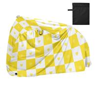 Buffalo Plaid Check Oro Bianco Cuore Impermeabile Coperture per Bici con Fori di Bloccaggio Resistente ai raggi UV Interno Esterno Storage Copertura Moto Adatto per la maggior parte dei capa para