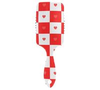 Buffalo Plaid Check Red White Heart spazzola delicata per capelli lunghi donne Progettato massaggiatore testa cuoio capelluto per capelli lisci con manico ergonomico cepillos para cabello