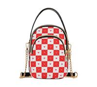 Buffalo Plaid Check Red White Heart trendy borsa a tracolla per le donne con tasche multiple borse a mano regali di compleanno per le donne