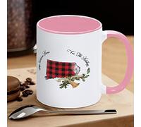 Buffalo Plaid Christmas Bell Holly Divertente novità Tazze Welcome Home for The Holidays Connecticut Tazza da caffè in ceramica Tazza da tè Tazza dello Stato americano Regalo per Amico, Insegnante, Madre Padre, 311,8 g
